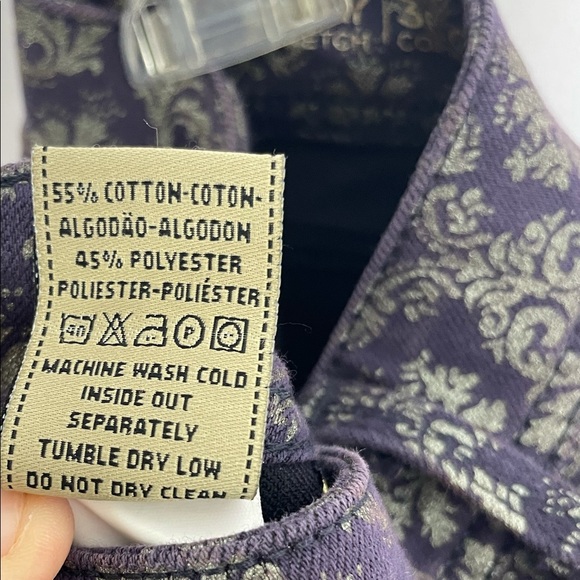 DL1961 Premium Denim Emma Ornate Leggings - Purple and Faded Gold Damask Sz. 26 - Picture 13 of 15